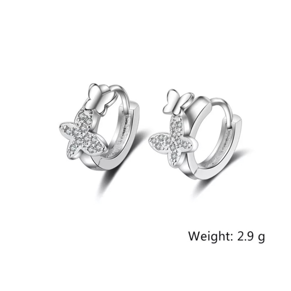 ๐ Silver Butterfly ๐ฆ Huggie Hoop Earrings - Picture 3 of 4